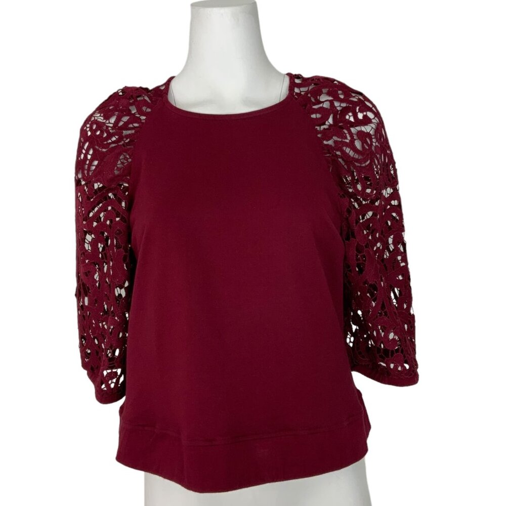 Dolan Burgundy Lace Sleeve Blouse